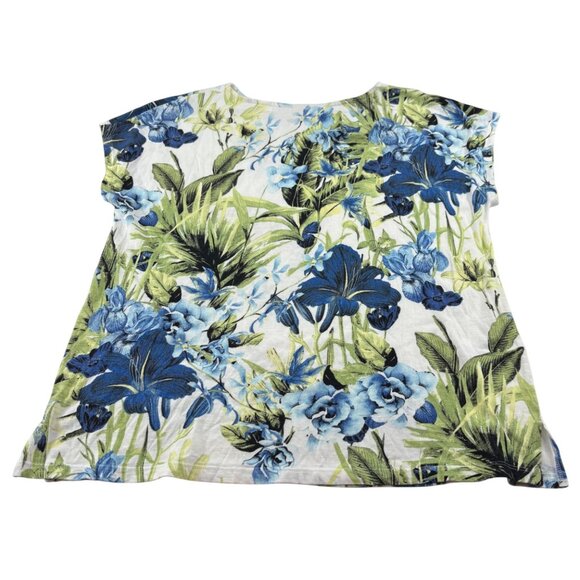 Chicos sz 2 Womens Floral Leopard Print Top Size Medium knit blouse stretch - Picture 5 of 5